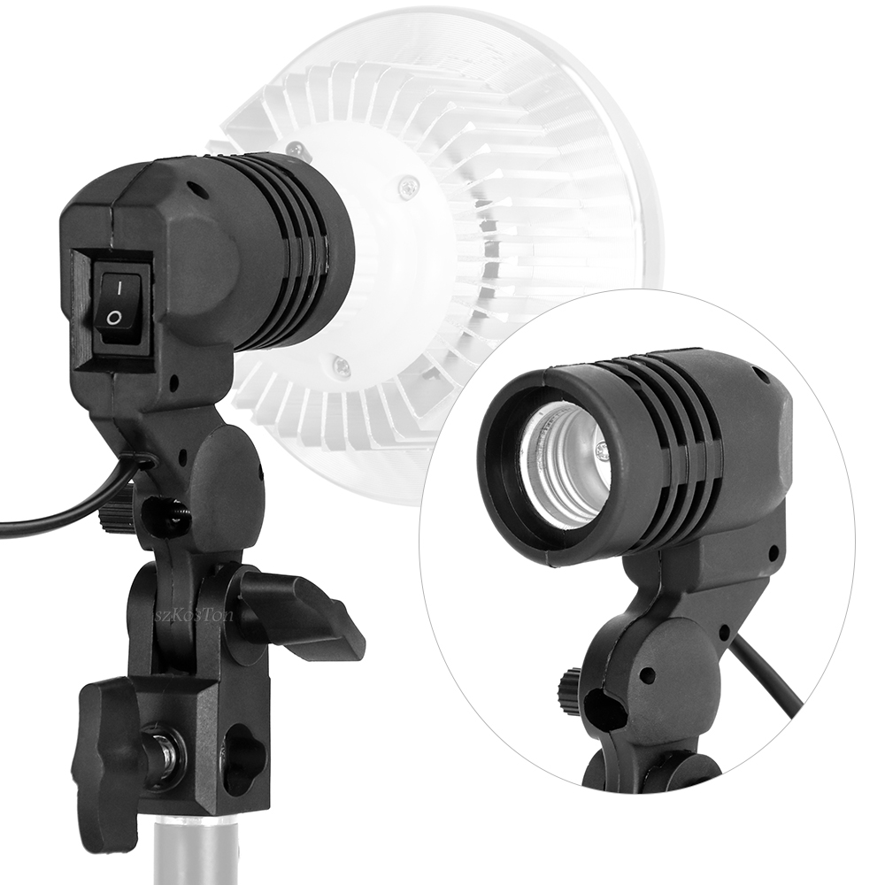 Photography Umbrella Lighting Kit - Tek Kafa Ampul Tutucu E27 Soket