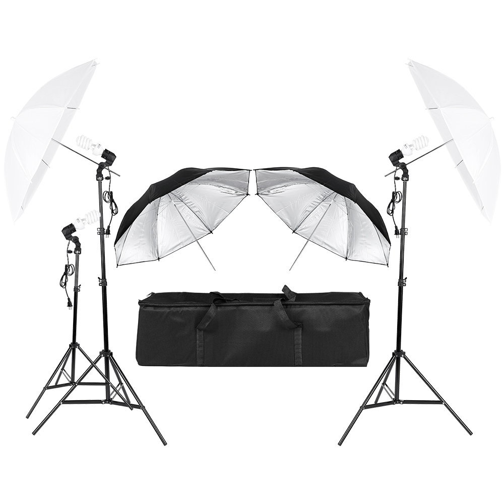 Photography Umbrella Lighting Kit - 3*45W Fotoğrafçılık Foto Video Portre Stüdyosu