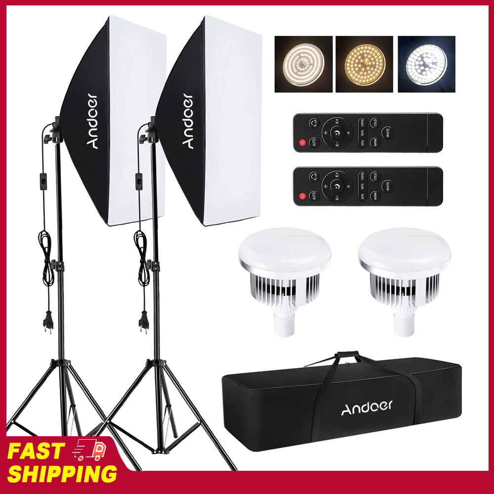 Photography Umbrella Lighting Kit - Andoer Softbox Aydınlatma Seti Stüdyo Fotoğrafçılık