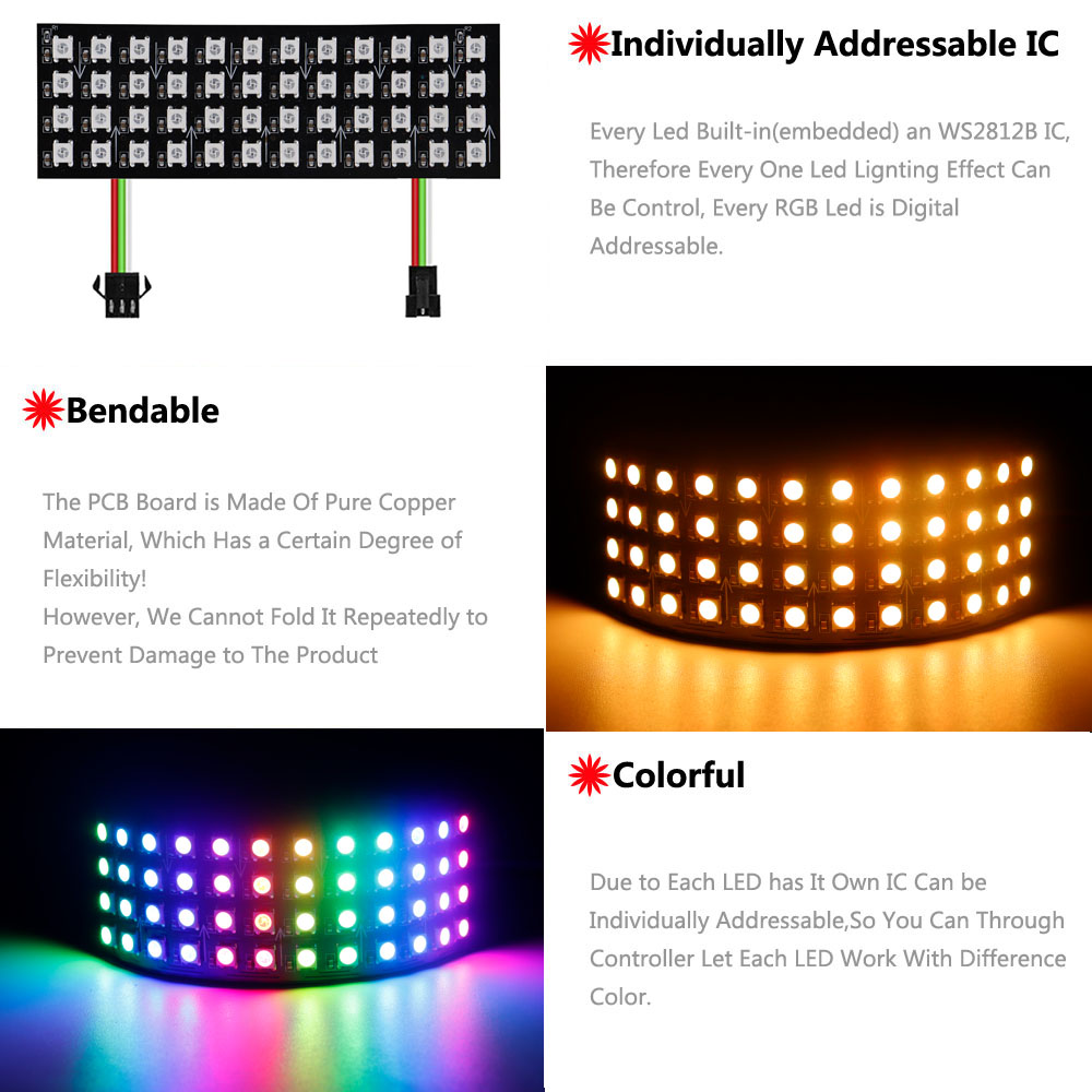 DC5V WS2812B RGB LED Panel Ekr - Pixel Art Led Panel incelemesi ve fiyatı